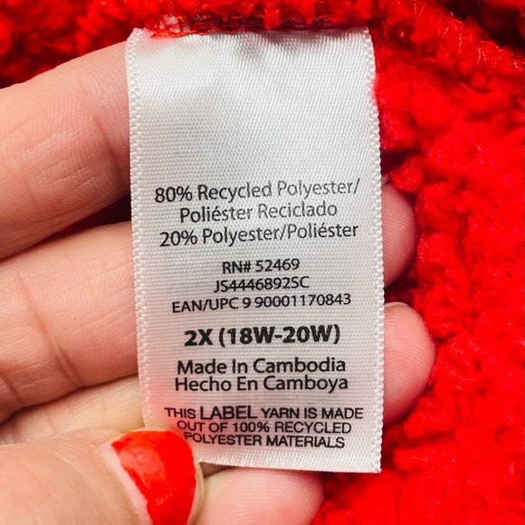 Joyspun Women's heart Embossed Plush Hoodie Pajama top red size 2X - Picture 8 of 8